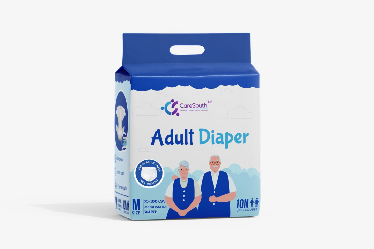 CareSouth Premium Adult Diaper Pants - Medium (30-40 in / 75-100 cm Waist) | 10-Hour Leak Protection | Ultra Absorbent & Skin-Friendly | Odour Control | Soft, Discreet & Comfortable Fit | Rash Resistent