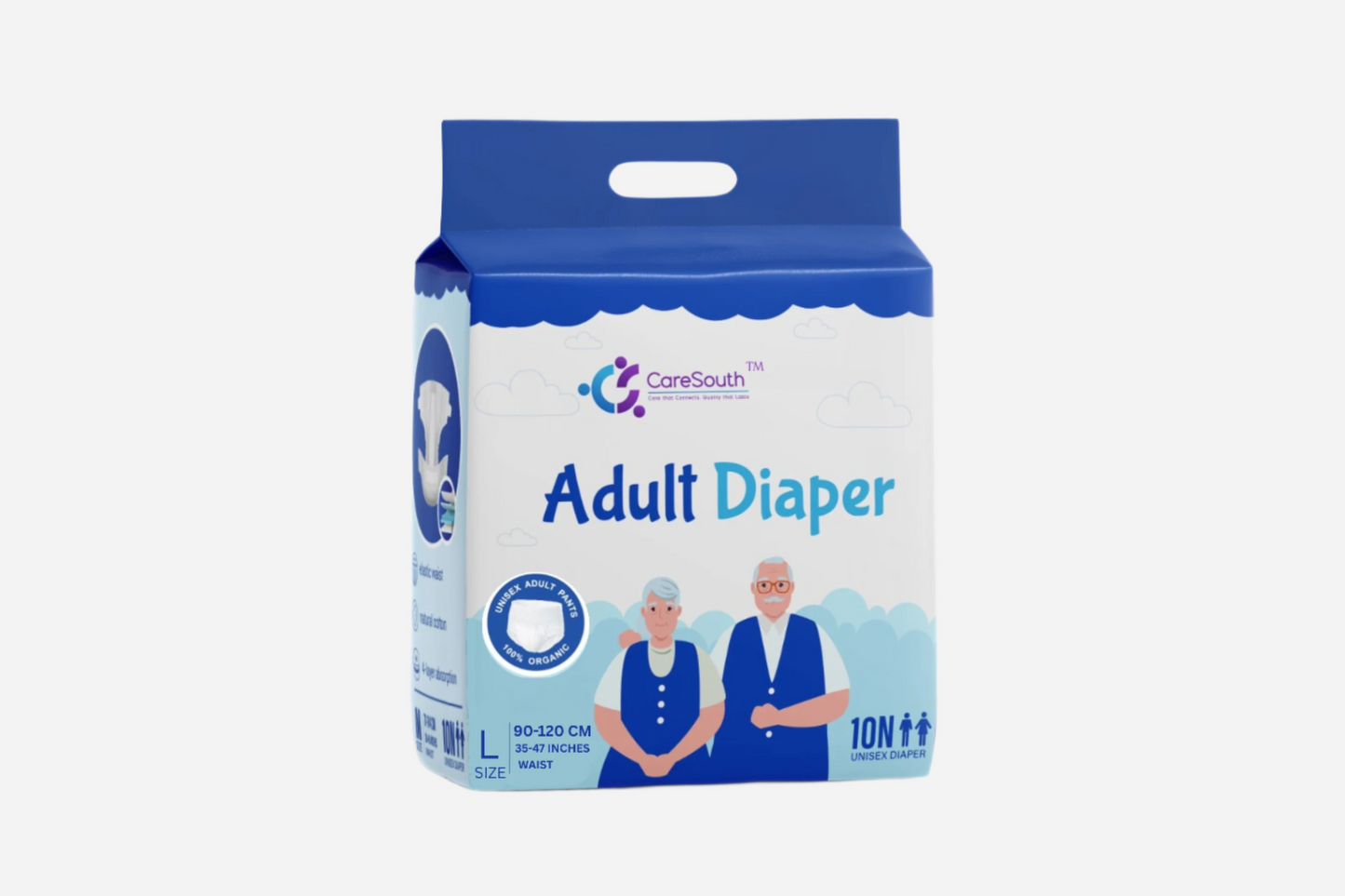 CareSouth Premium Adult Diaper Pants - Medium (35-47 in / 90-120 cm Waist) | Pack of 4 | 10-Hour Leak Protection | Ultra Absorbent & Skin-Friendly | Odour Control | Soft, Discreet & Comfortable Fit| Rash-Resistant