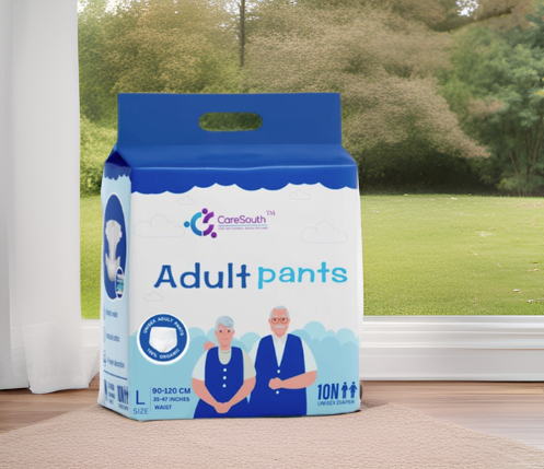CareSouth Premium Adult Diaper Pants - Large (35-47 in / 90-120 cm Waist) | 10-Hour Leak Protection | Ultra Absorbent & Skin-Friendly | Odour Control | Soft, Discreet & Comfortable Fit| Rash-Resistant