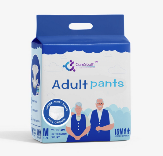 CareSouth Premium Adult Diaper Pants - Medium (30-40 in / 75-100 cm Waist) | 10-Hour Leak Protection | Ultra Absorbent & Skin-Friendly | Odour Control | Soft, Discreet & Comfortable Fit | Rash Resistent