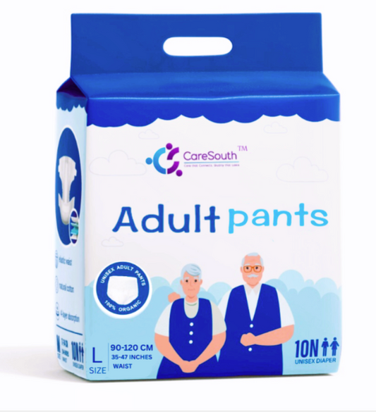CareSouth Premium Adult Diaper Pants - Large (35-47 in / 90-120 cm Waist) | 10-Hour Leak Protection | Ultra Absorbent & Skin-Friendly | Odour Control | Soft, Discreet & Comfortable Fit| Rash-Resistant